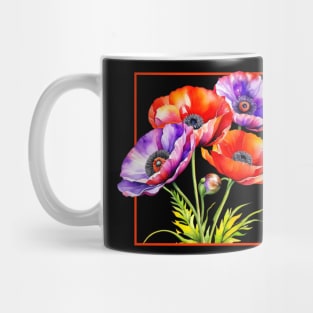 Watercolor Memorial Day Red and Purple Poppies Mug